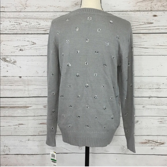 Maison Jules Gray Embellished Long Sleeve Sweater - Picture 5 of 8