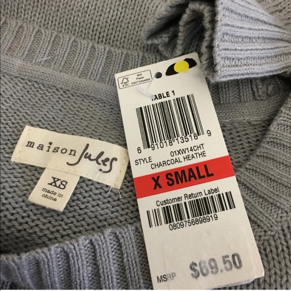 Maison Jules Gray Embellished Long Sleeve Sweater - Picture 6 of 8