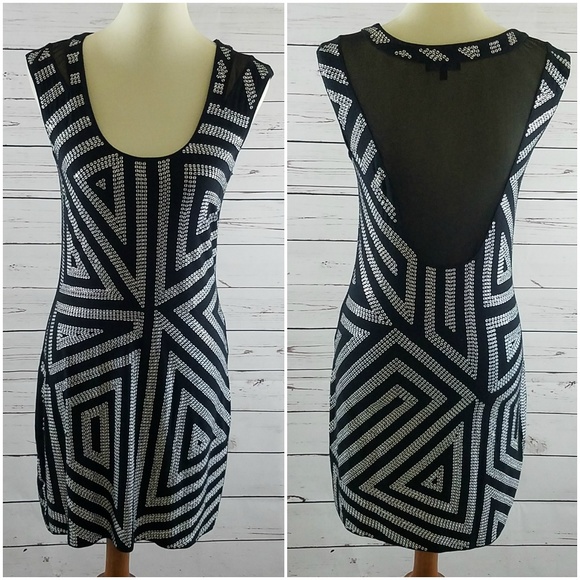 Express Dresses & Skirts - Express Sequin Sheer Back Black Bodycon Dress Sz S
