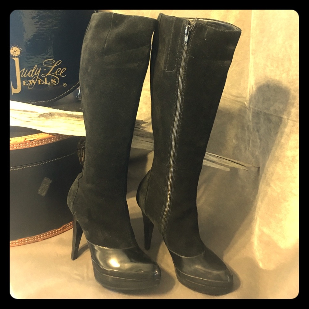 Nine West Black Suede knee boots