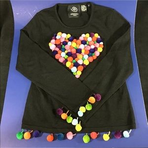 Michael Simon Pom Pom Valentine Heart Sweater