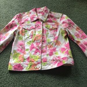 Liz Claiborne Petite Flower Print Jean Jacket Sm
