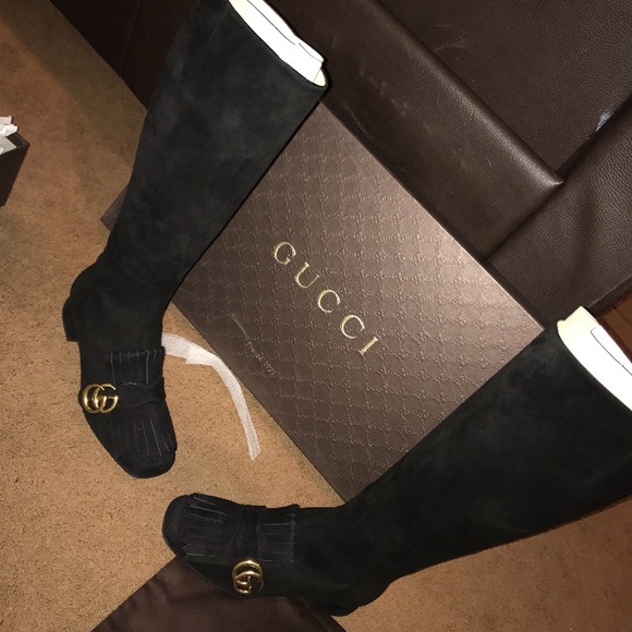 Gucci Marmont Suede 25mm Knee Boot - Picture 3 of 4