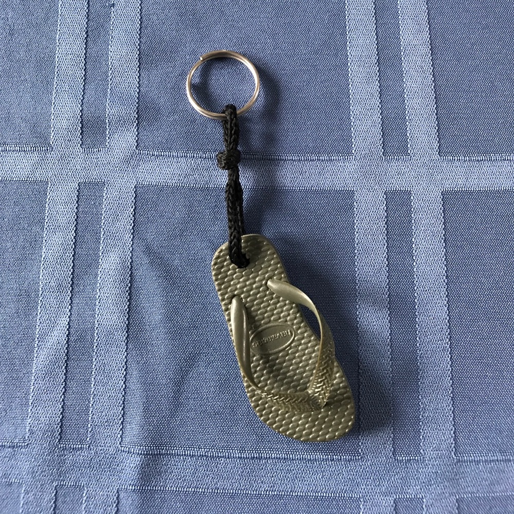 Havaiana Flip Flop Key Ring Fob Olive Green New