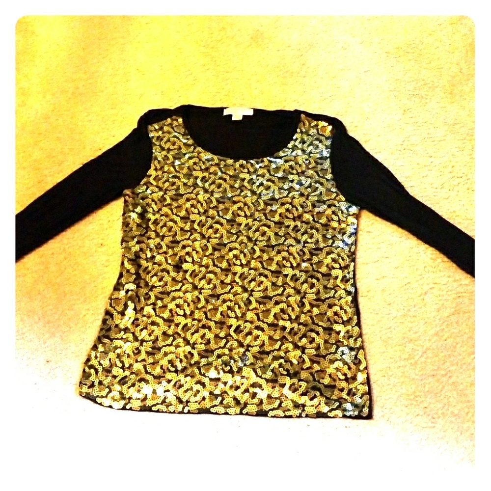 BLACK & GOLD SEQUINS TOP