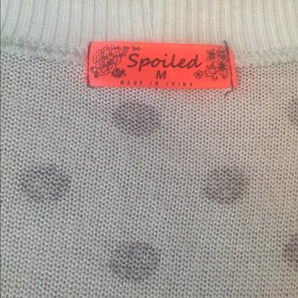 Mint Green Polkadot Sweater with black lace! - Picture 3 of 4