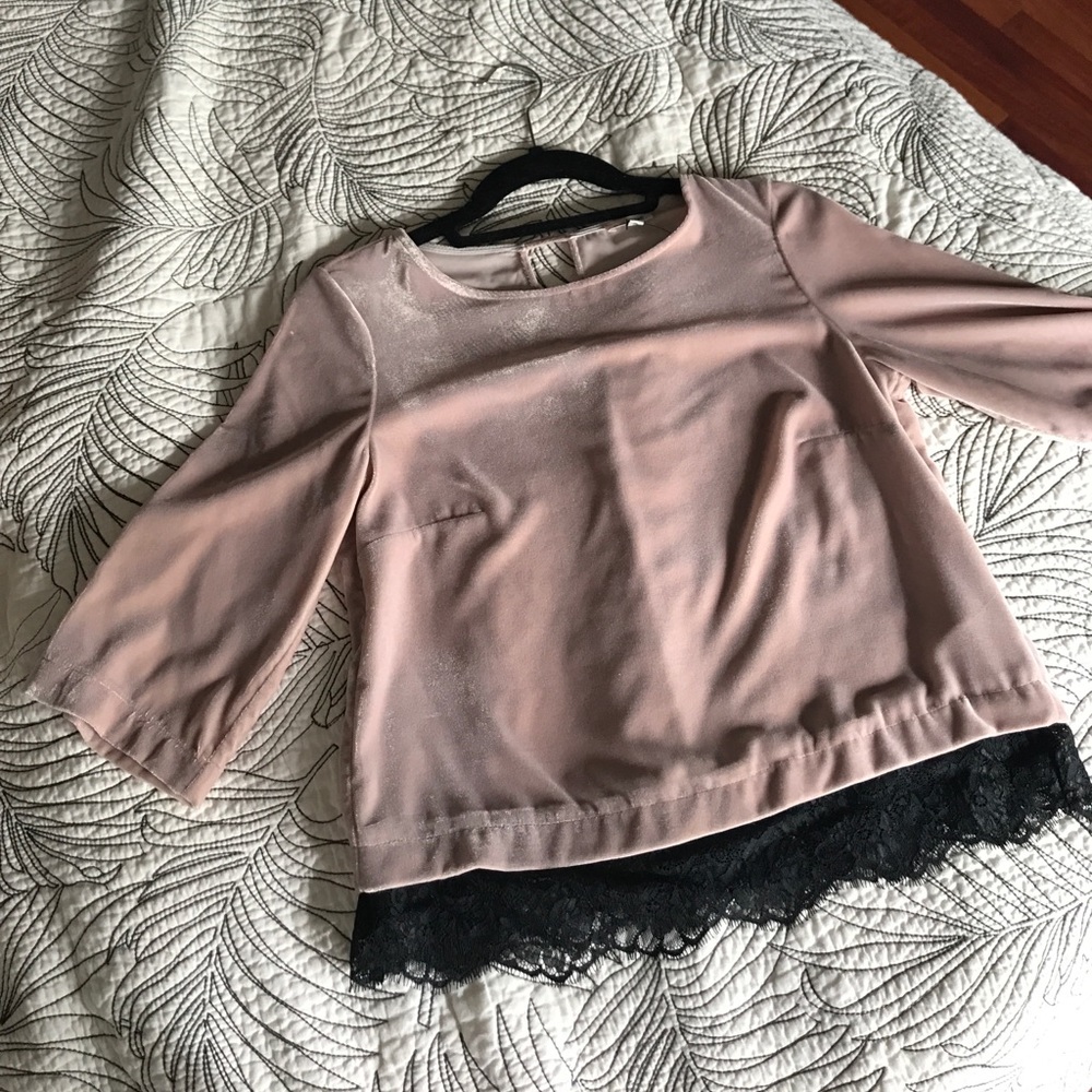 Pink velvet River Island tee