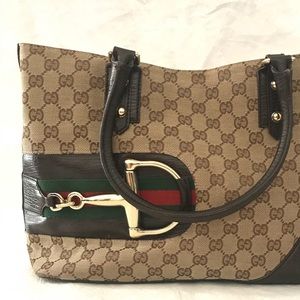 Gucci Gg Monogram Hasler Horsebit Tote