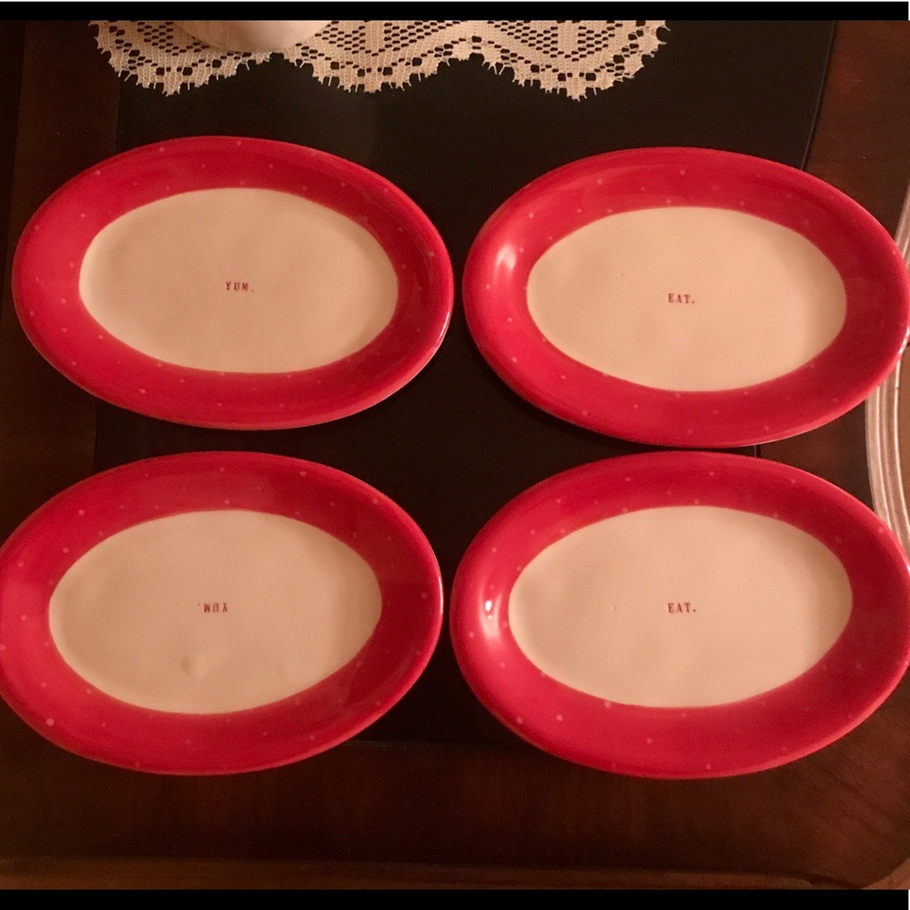 Rae Dunn By Magenta Christmas Red Polka Dot Oval