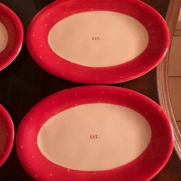 Rae Dunn By Magenta Christmas Red Polka Dot Oval - Picture 2 of 5