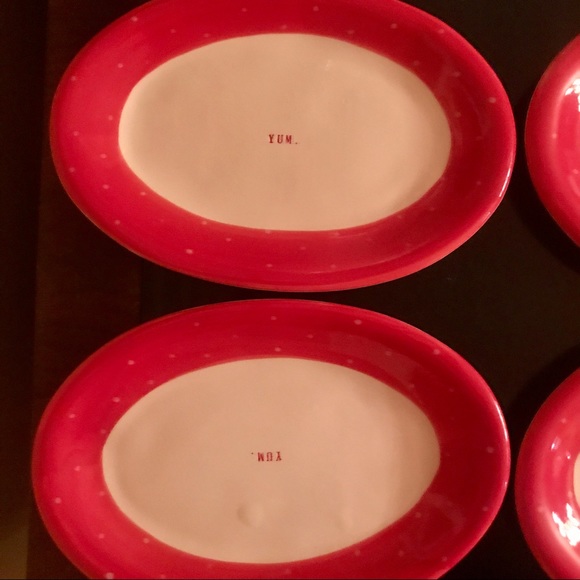 Rae Dunn By Magenta Christmas Red Polka Dot Oval - Picture 3 of 5
