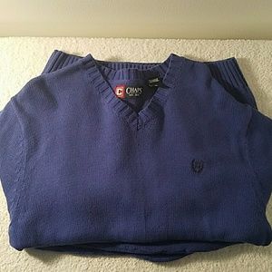 Chaps Blue V-neck sweater. Med