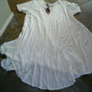 "MANTA" white asymmetrical hem, embroidery dress