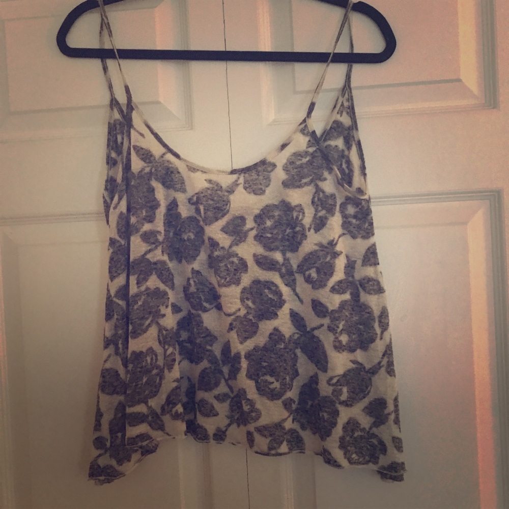 Black and white floral cropped cami