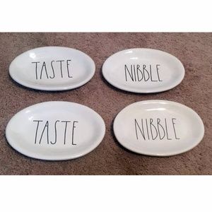 Rae Dunn TASTE NIBBLE Set of 4 Oval Plates