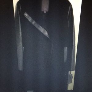 Vera Wang Women’s Wool Coat,Vegan Leather, Lg