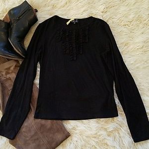 INC black tuxedo ruffle blouse, sz M