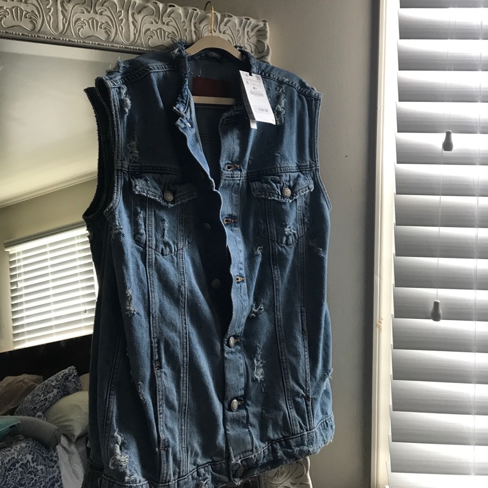 Zara Distressed Denim Vest