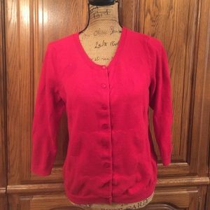 Talbots Red Heart Print Cardigan