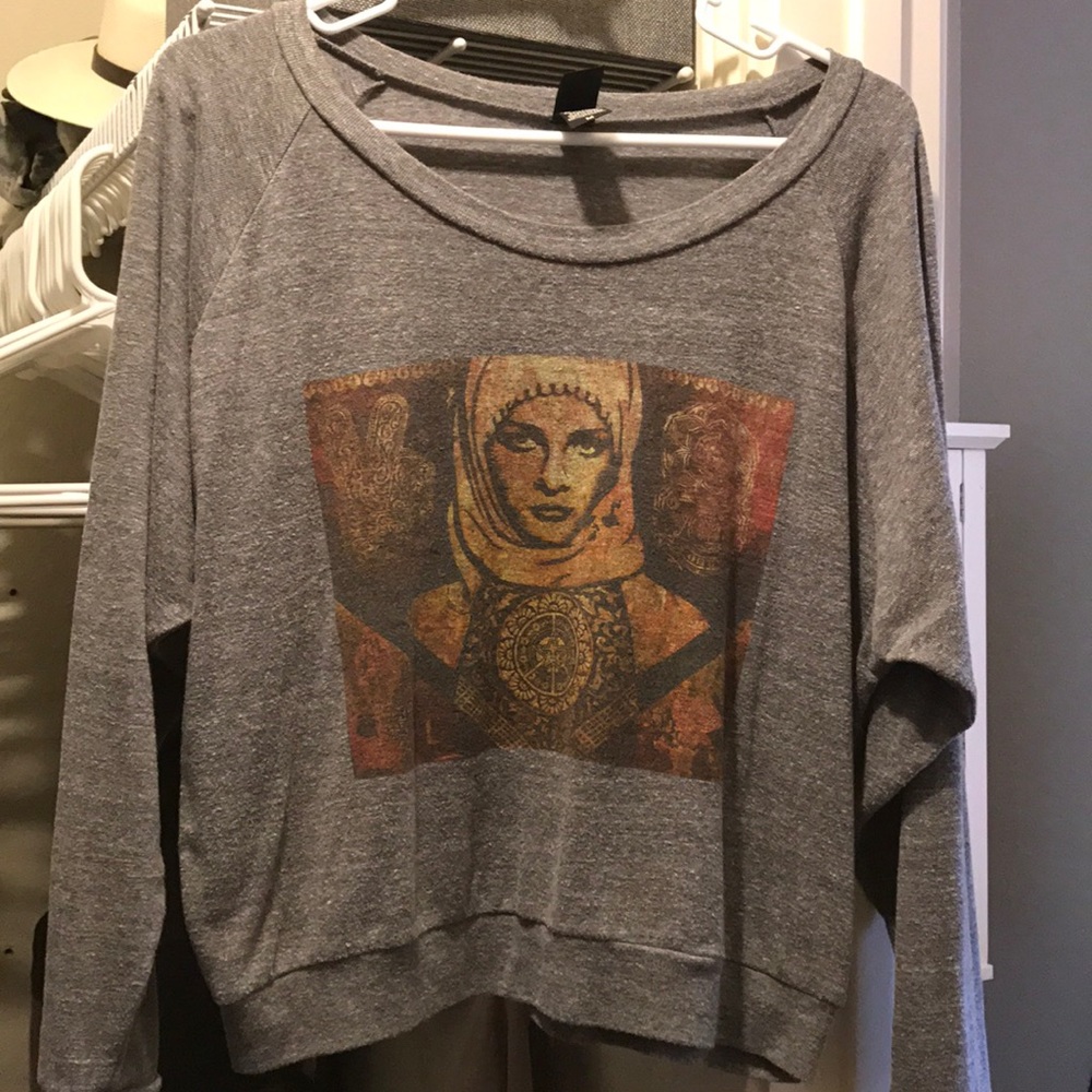 Obey long sleeve printed loose sweatshirt
