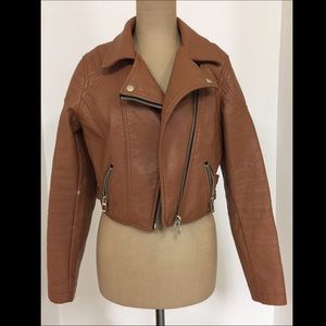 Charlotte Russe brown leather biker jacket