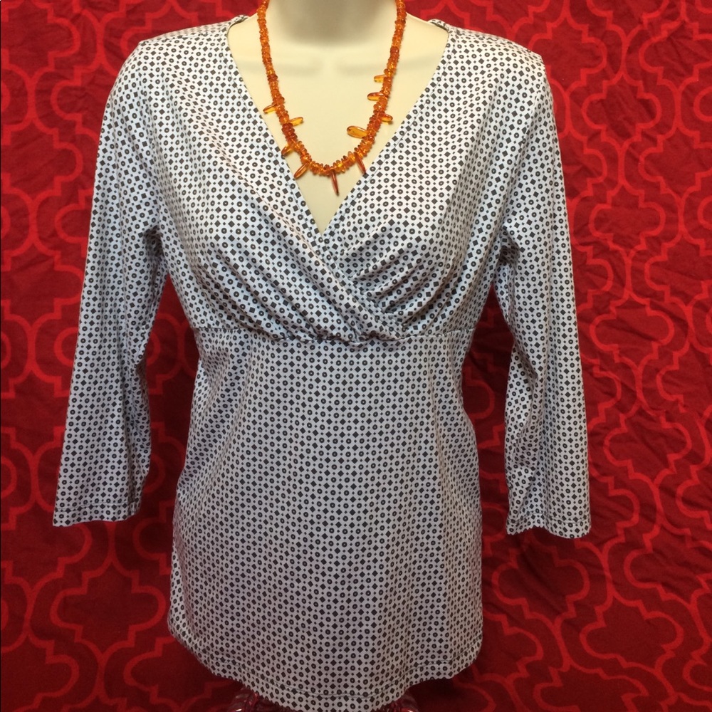 AT LOFT 3/4 sleeve white grey small 95 cotton