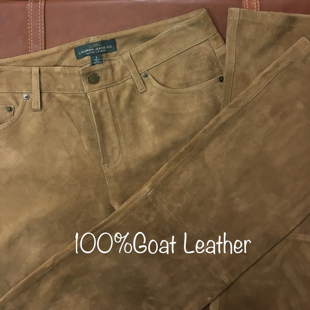 💥NWT Ralph Lauren Goat Leather Suede Jeans
