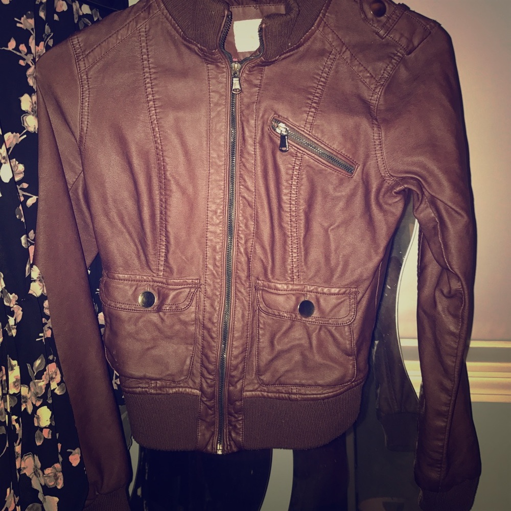 Brown leather jacket