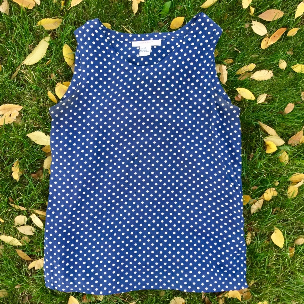 Ellen Ashley Vintage 100% Silk Polka Dot Tank