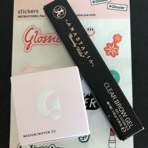 glossier concealer and Anatasia clear brow
