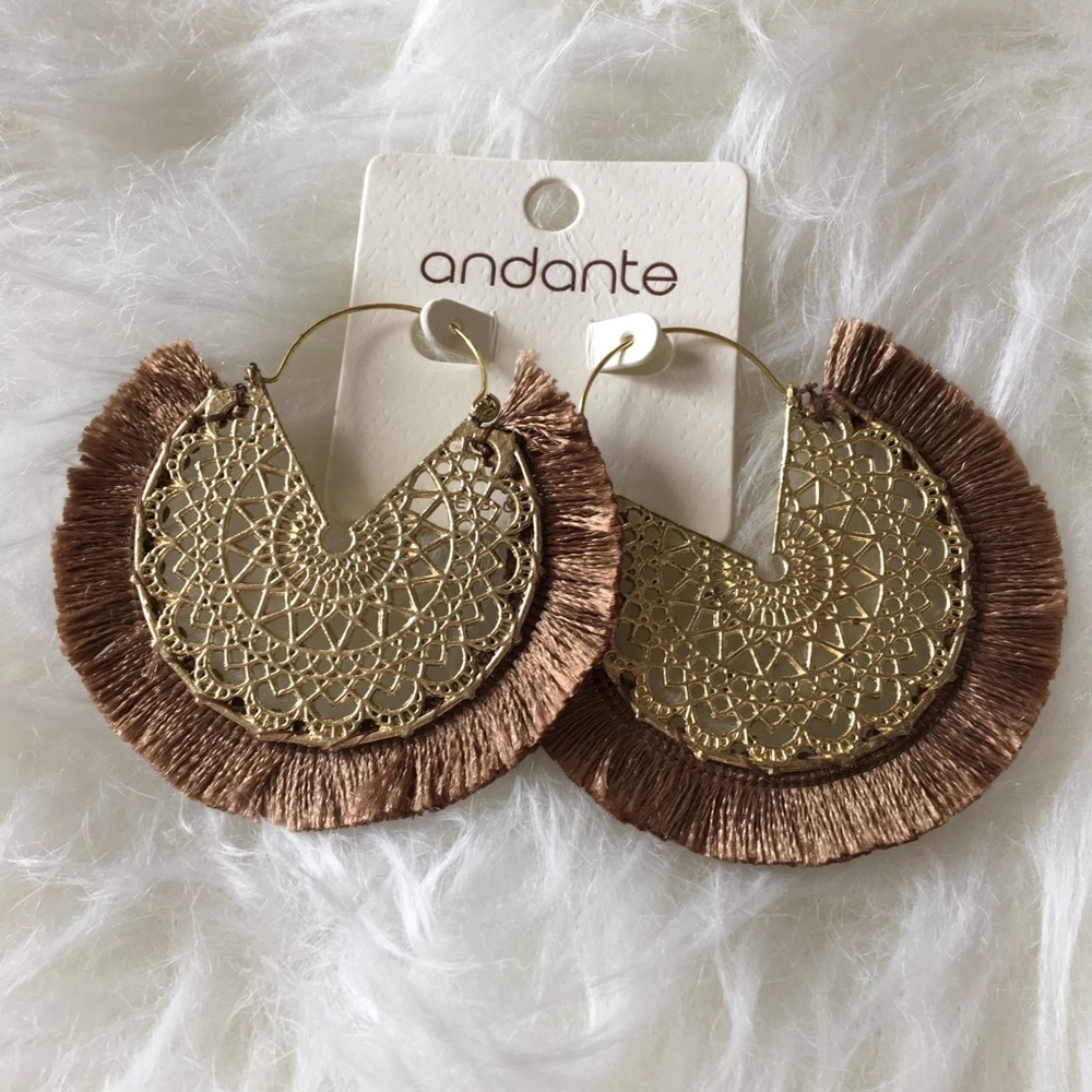 ‘Kendra’ filigree tassel statement earrings