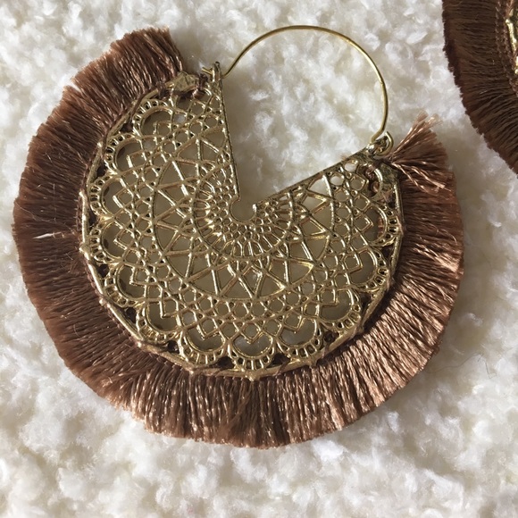 ‘Kendra’ filigree tassel statement earrings - Picture 5 of 8