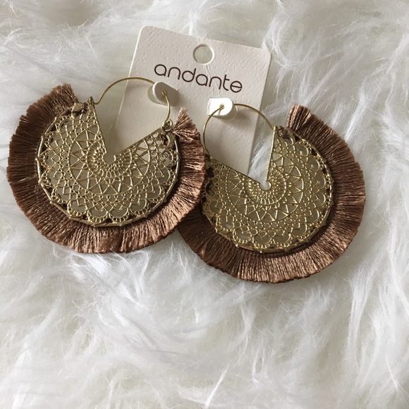 ‘Kendra’ filigree tassel statement earrings - Picture 2 of 8