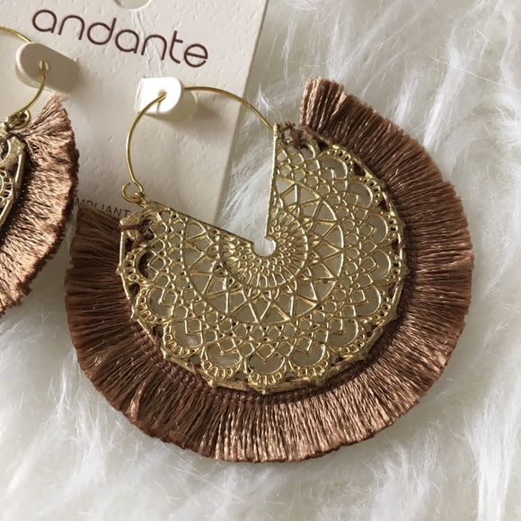 ‘Kendra’ filigree tassel statement earrings - Picture 3 of 8