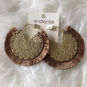 ‘Kendra’ filigree tassel statement earrings