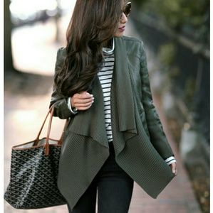 Blanknyc all or nothing drape front leather jacket