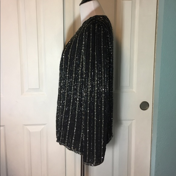 Papell Boutique Evening Silk Beaded Jacket Small - Picture 4 of 8