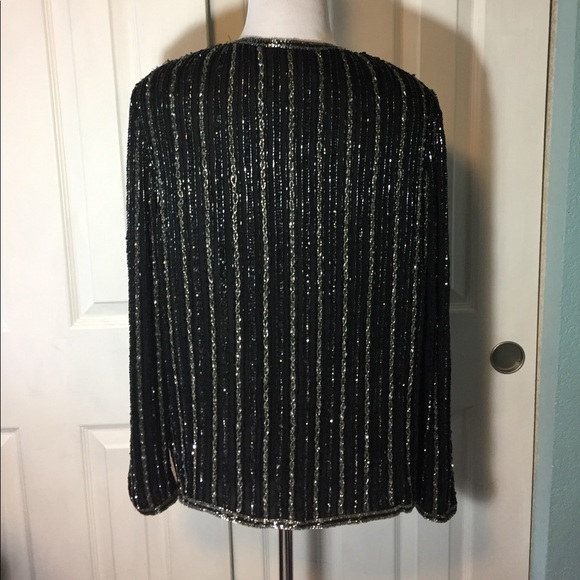 Papell Boutique Evening Silk Beaded Jacket Small - Picture 5 of 8