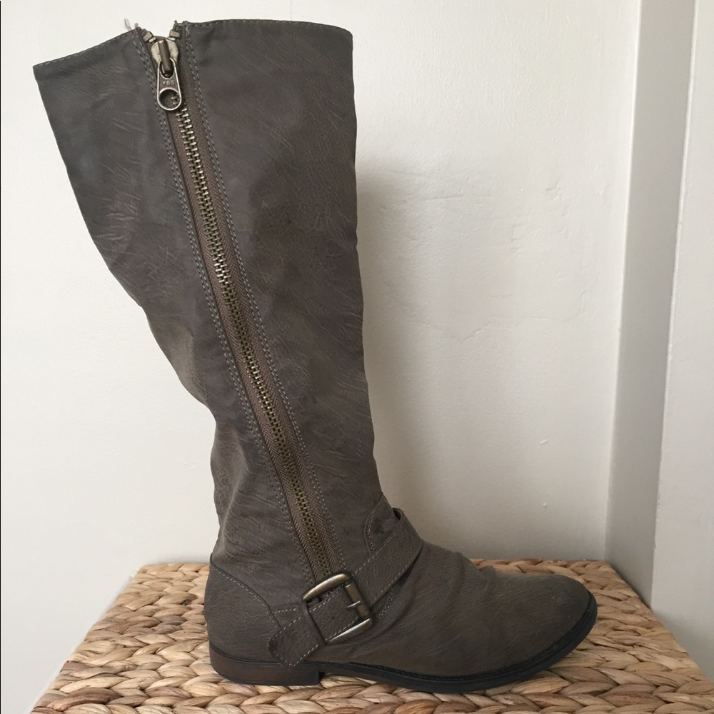Dark gray riding boots