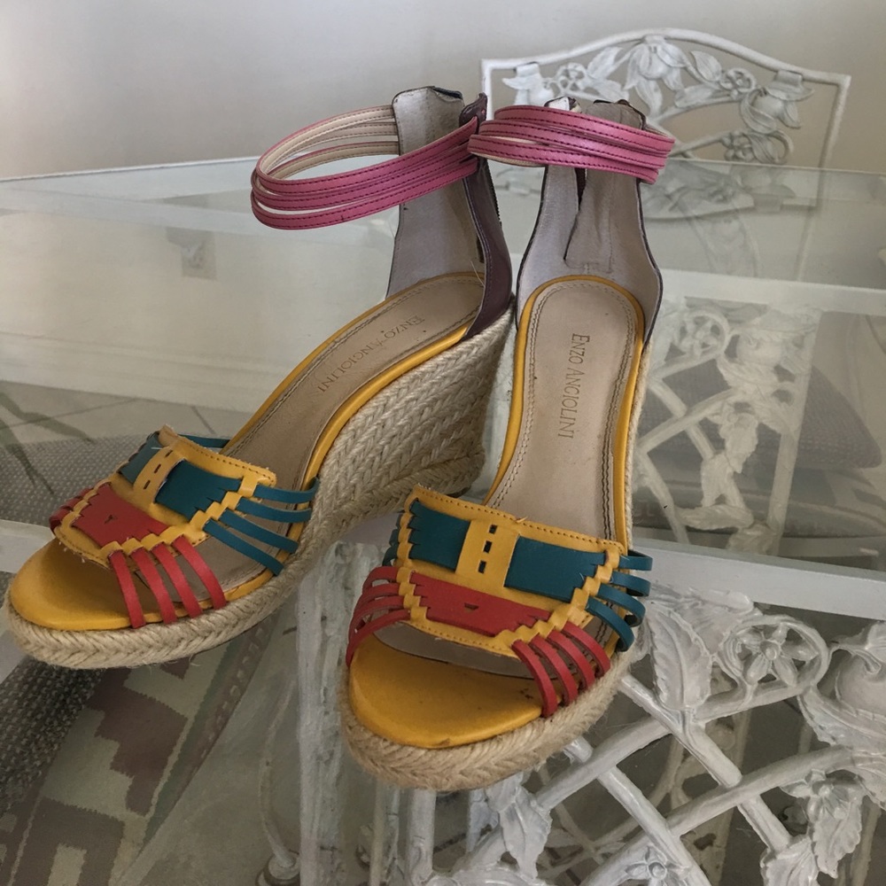 Wedge, multi colored shoes. Size 6