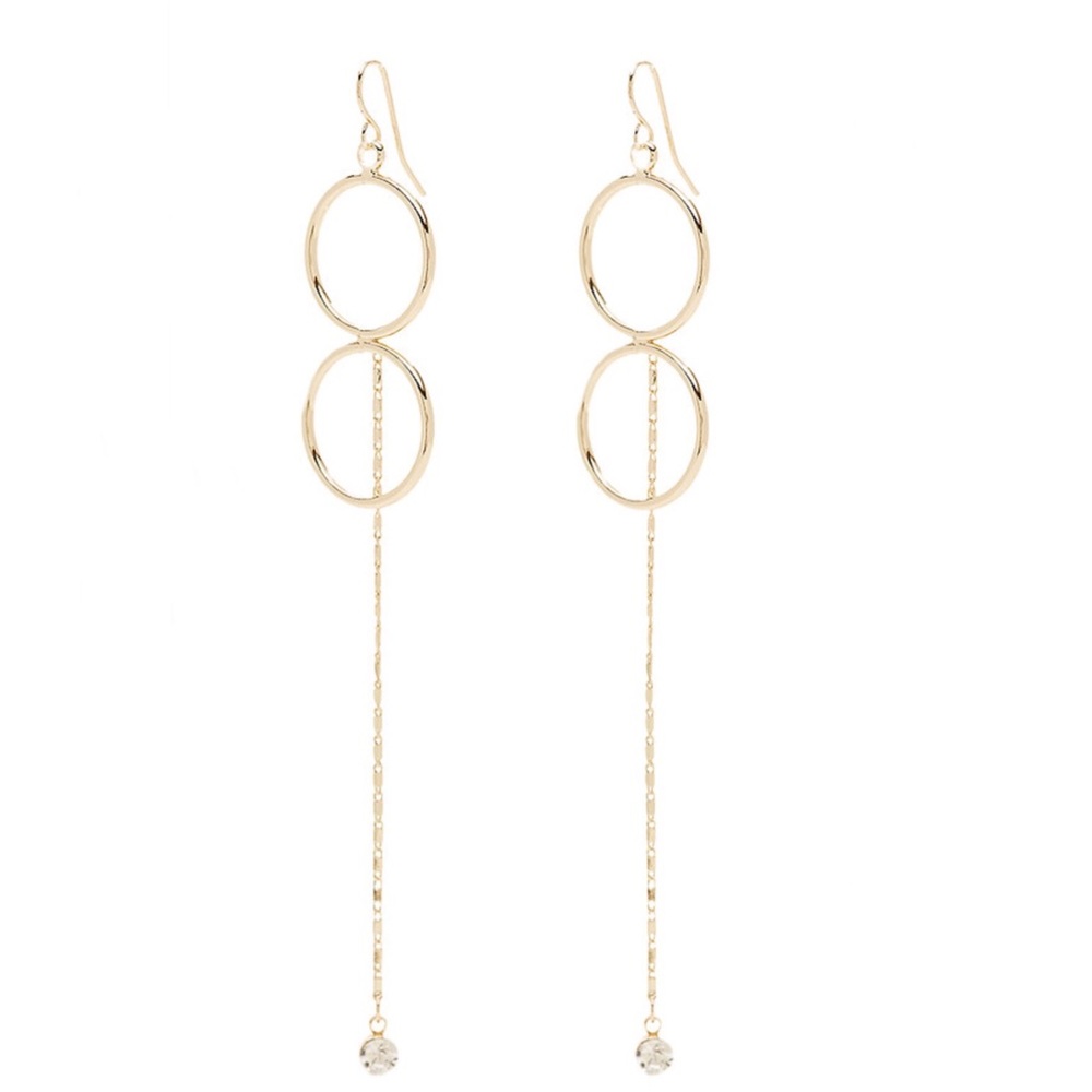 Bebe Double Circle Drop Earrings