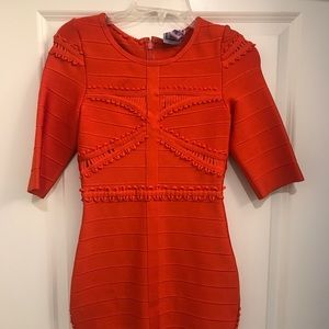 Orange Herve bandage dress