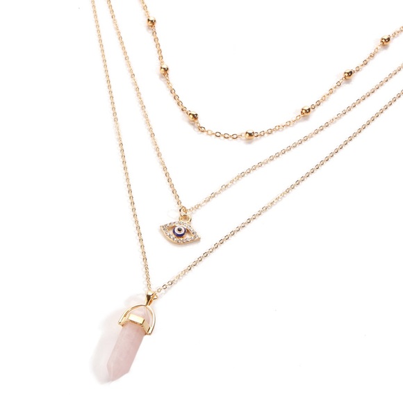 Multi Layer Crystal Eye Necklace Bohemian - Picture 2 of 3