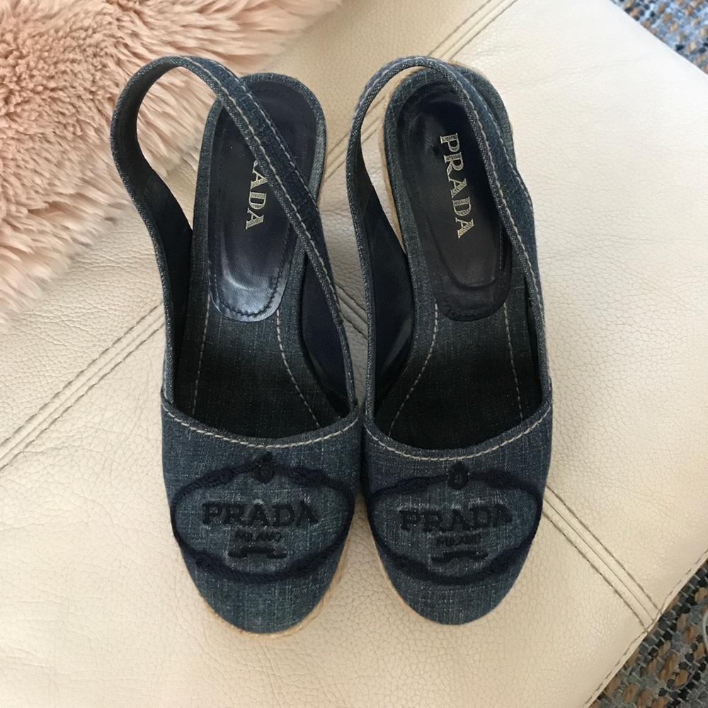 Prada denim wedges