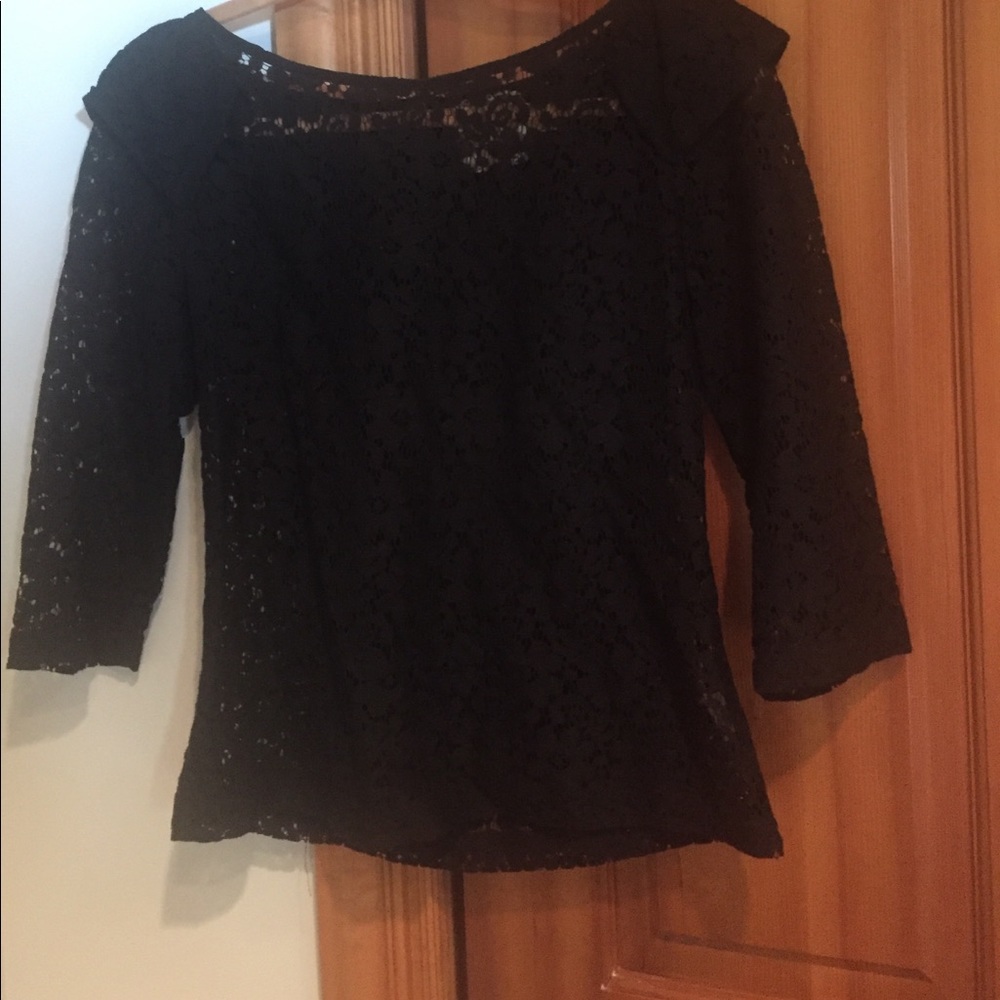 Pins and needles black lace top