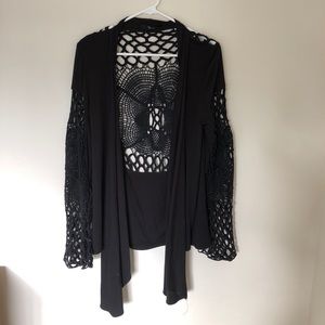 Beautiful crochet sleeve and crochet back jacket!