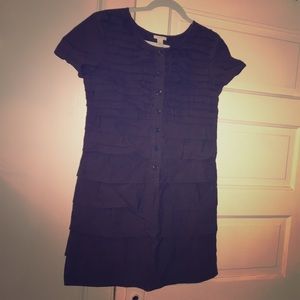 J Crew Charcoal Gray Ruffle Tiered Sheath Dress 6