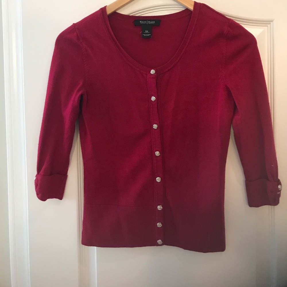 White House Black Market red cardigan XS