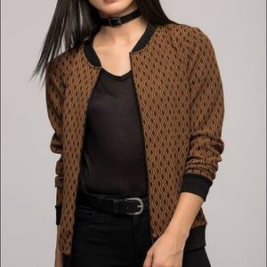Black and Dark Caramel Bomber Jacket