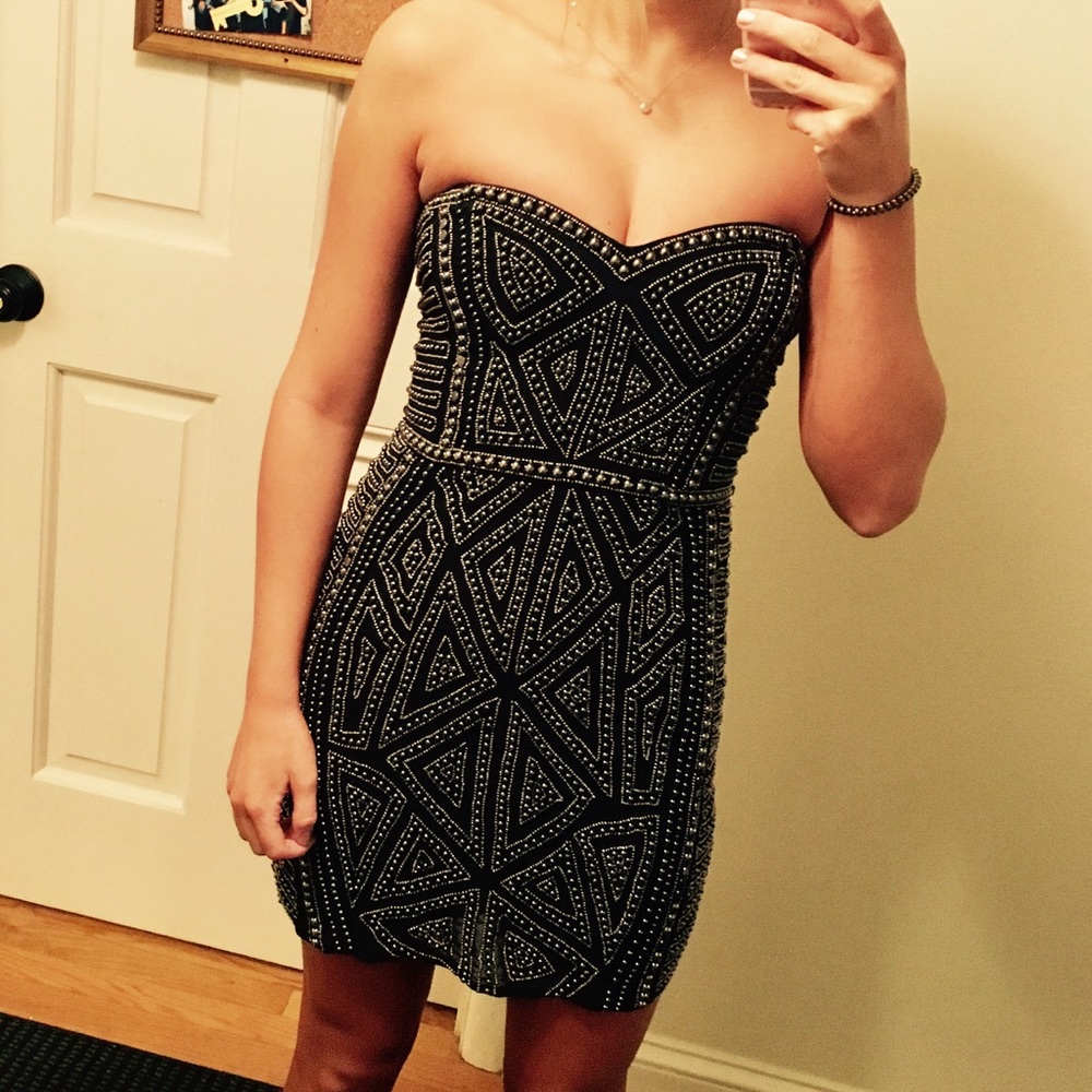Parker black studded mini dress